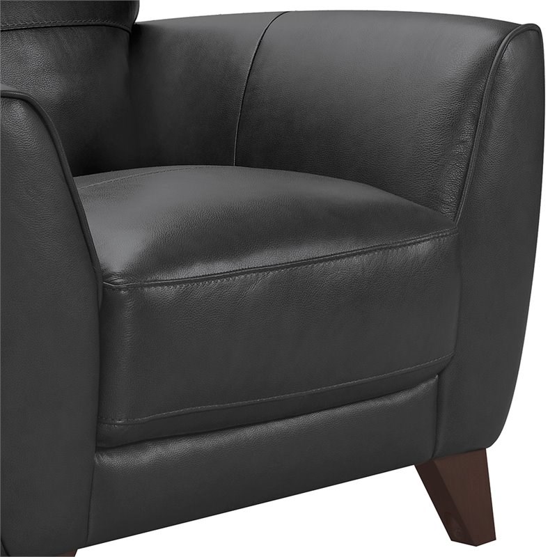 Armen Living Jedd Leather Accent Chair in Black and Brown
