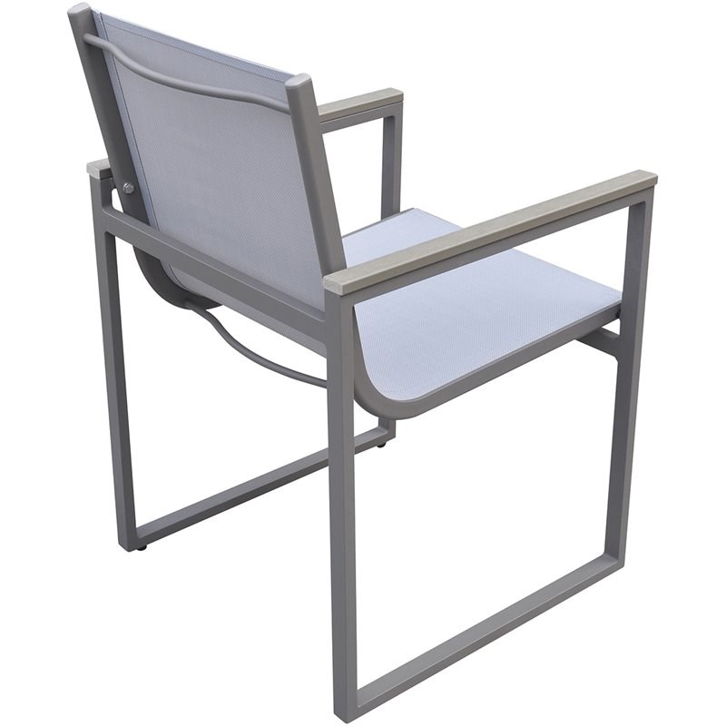 Armen Living Bistro Patio Dining Arm Chair in Gray (Set of 2)