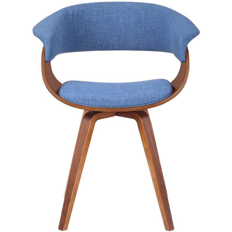 Armen Living Summer Accent Chair in Blue and Walnut