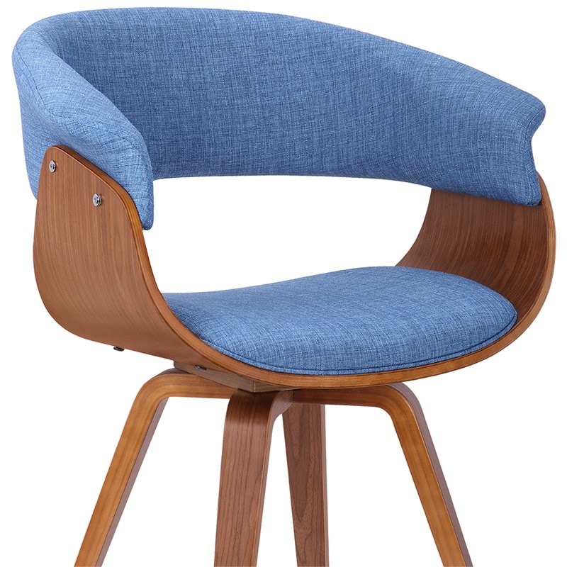 Armen Living Summer Accent Chair in Blue and Walnut