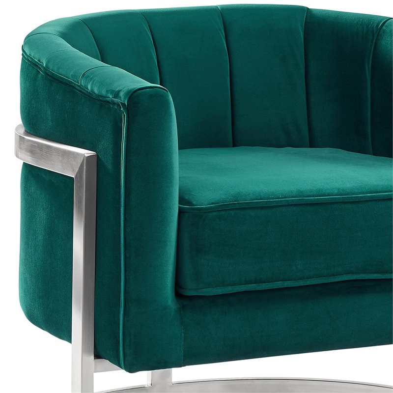 Armen Living Kamila Accent Chair in Green and Silver