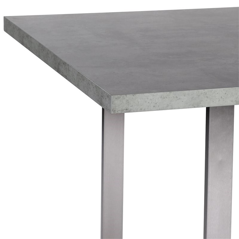 Armen Living Fenton Dining Table in Cement Gray and Silver