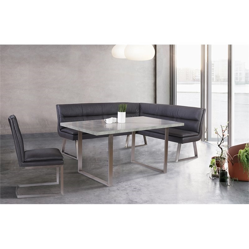 Armen Living Fenton Dining Table in Cement Gray and Silver