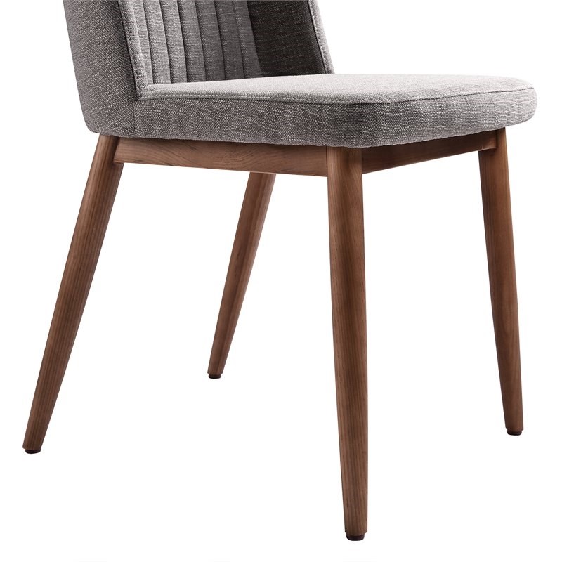 Wade Dining Chair in Walnut Finish and Gray Fabric Set of 2 Homesquare