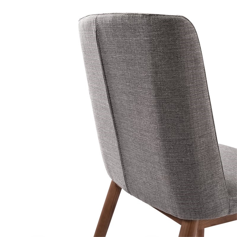 Wade Dining Chair in Walnut Finish and Gray Fabric Set of 2 Homesquare