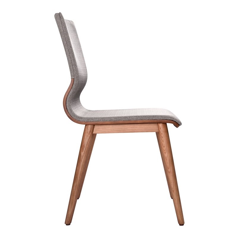 Robin Dining Chair in Walnut Finish and Gray Fabric - Set of 2