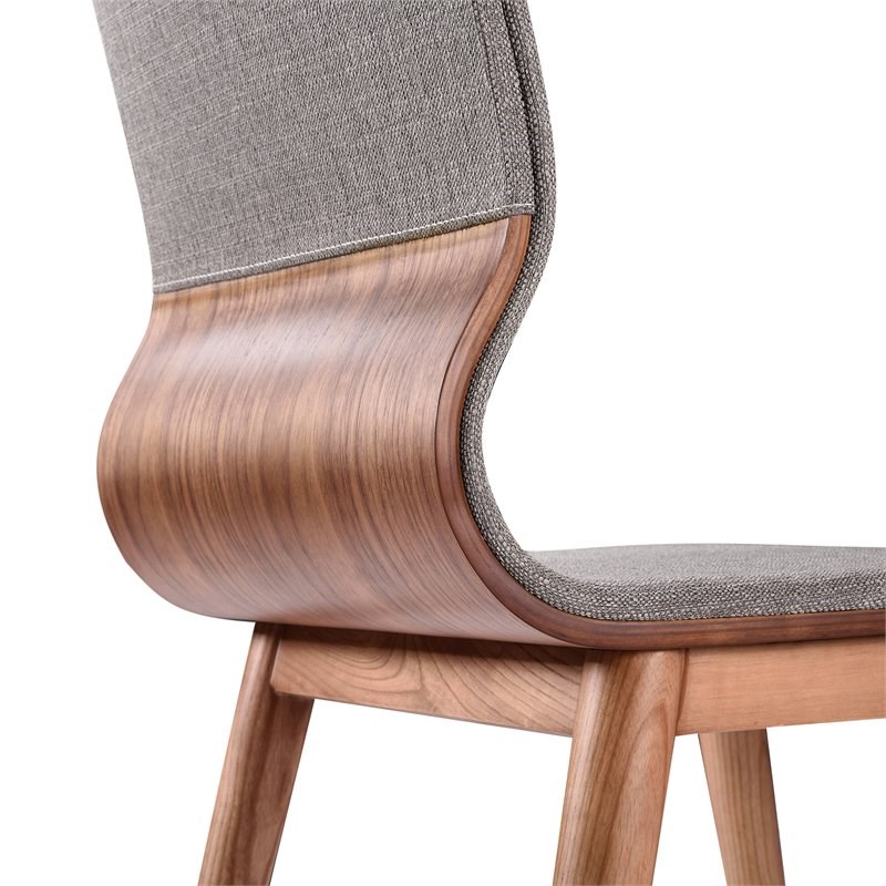 Robin Dining Chair in Walnut Finish and Gray Fabric - Set of 2