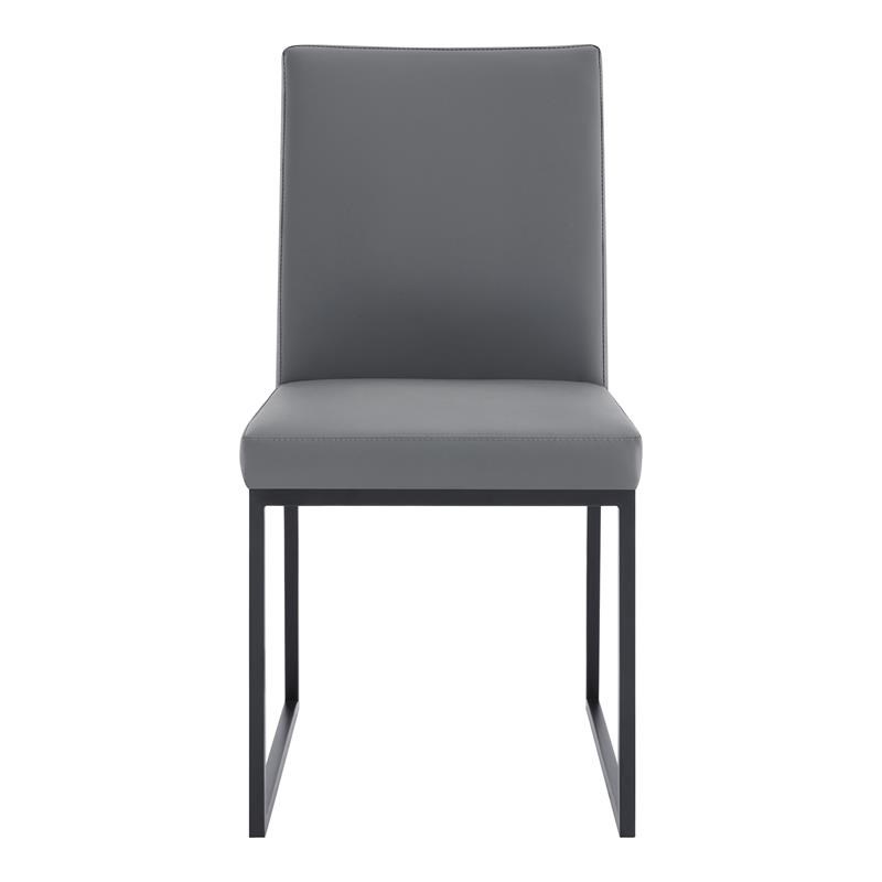 Armen Living Mira Contemporary Faux Leather Dining Side Chair in Gray (Set of 2)