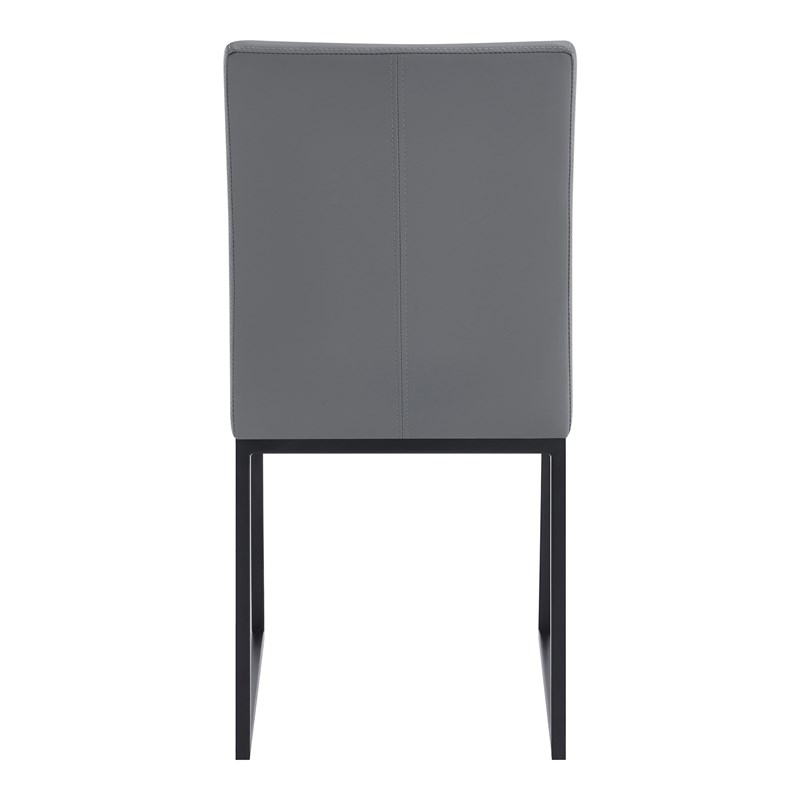 Armen Living Mira Contemporary Faux Leather Dining Side Chair in Gray (Set of 2)