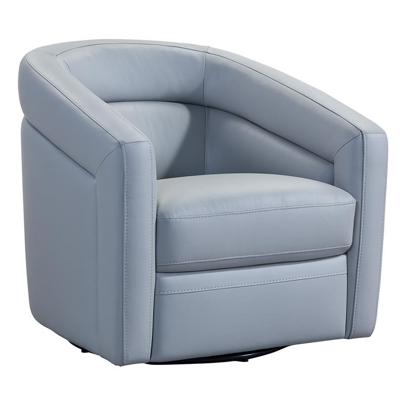 desi genuine leather swivel accent chair in dove grey lcdschdv