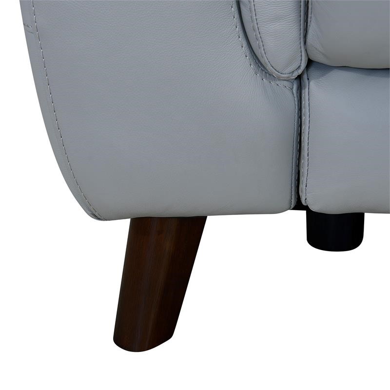 Lizette Genuine Leather Chair in Dark Brown Wood and Dove Grey