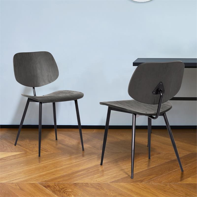 Miki Black Wood Dining Accent Chairs - (Set of 2)