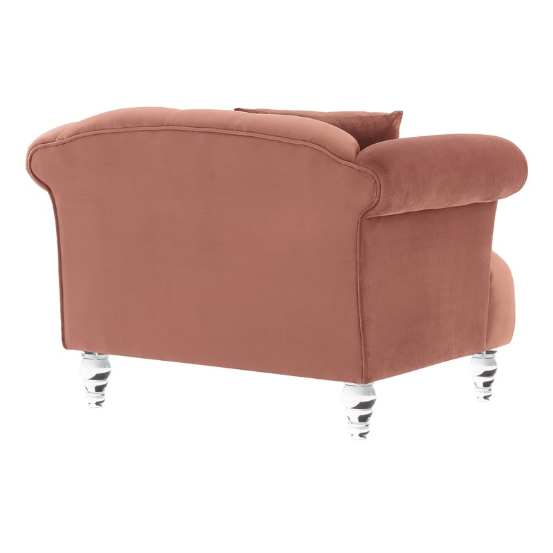 Elegance Contemporary Chair in Blush Velvet with Acrylic Legs