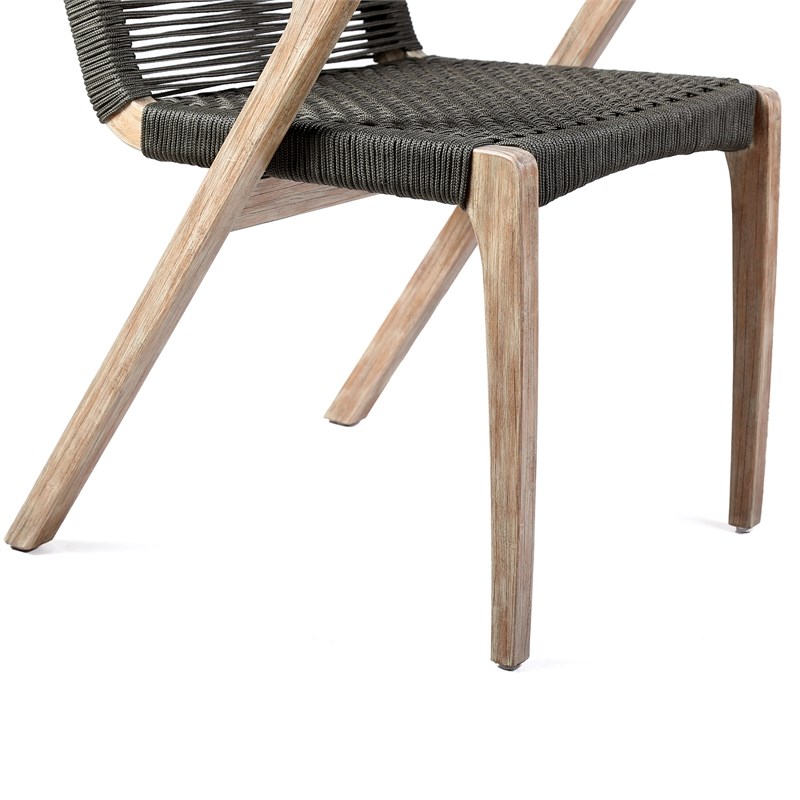 Brielle Light Eucalyptus and Rope Outdoor Patio Dining Chairs Set of 2