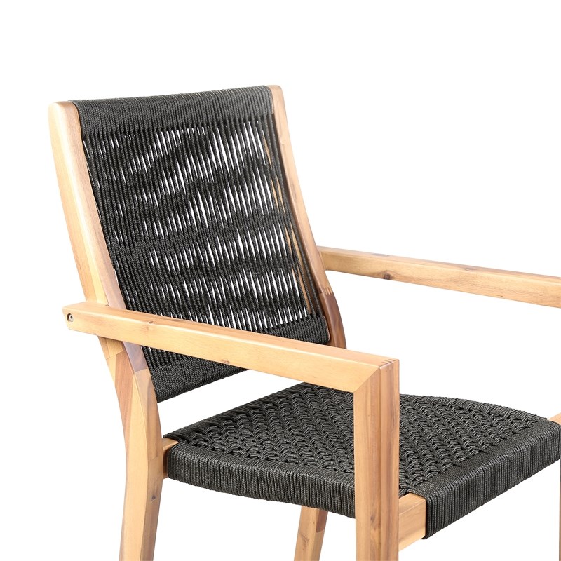Madsen Outdoor Patio Charcoal Rope Arm Chair Set of 2