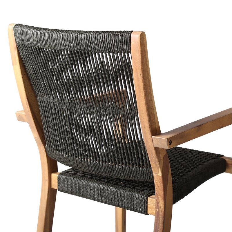 Madsen Outdoor Patio Charcoal Rope Arm Chair Set of 2