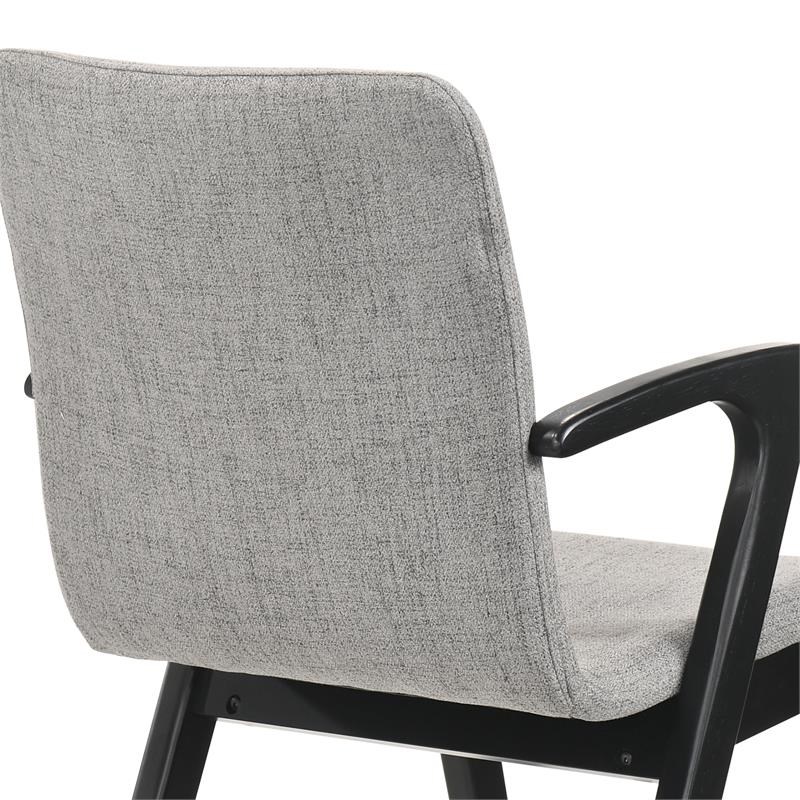 Varde Dining Accent Chair with Black Finish and Grey Fabric Set of 2