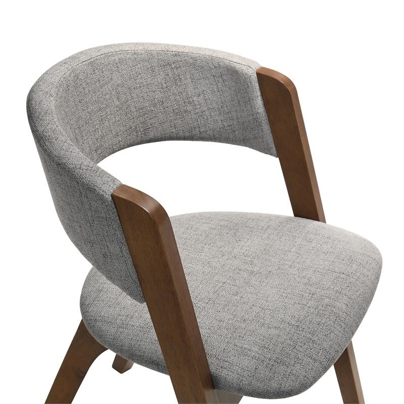 Rowan Dining Accent Chair in Walnut Finish and Grey Fabric Set of 2