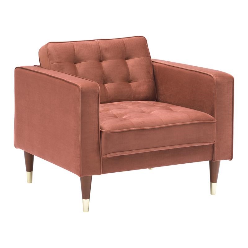 Somerset Blush Velvet Mid Century Modern Club Chair