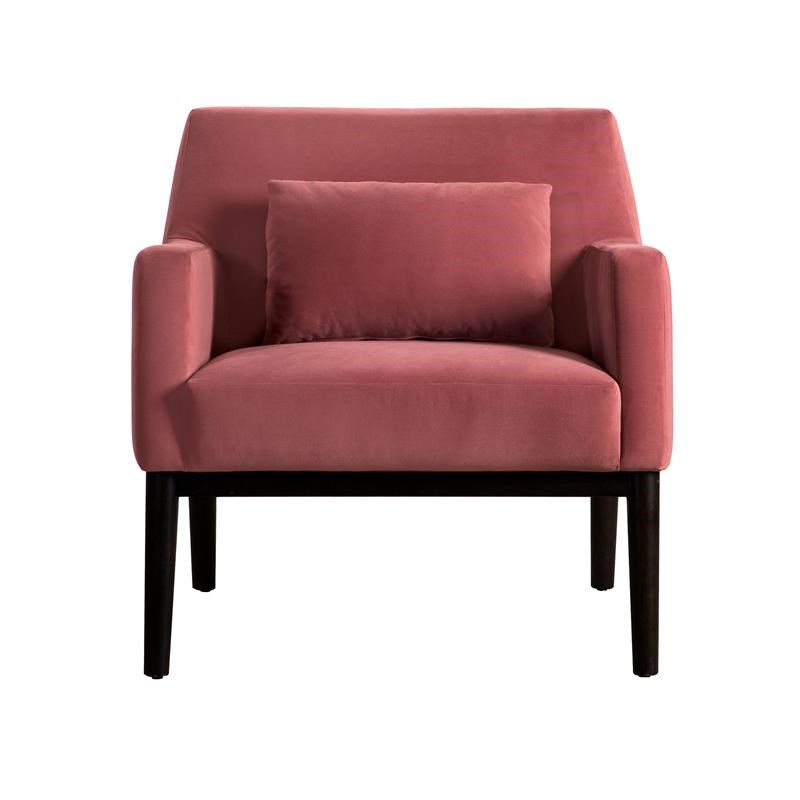 Oliver Pink Velvet Modern Accent Chair with Wood Legs