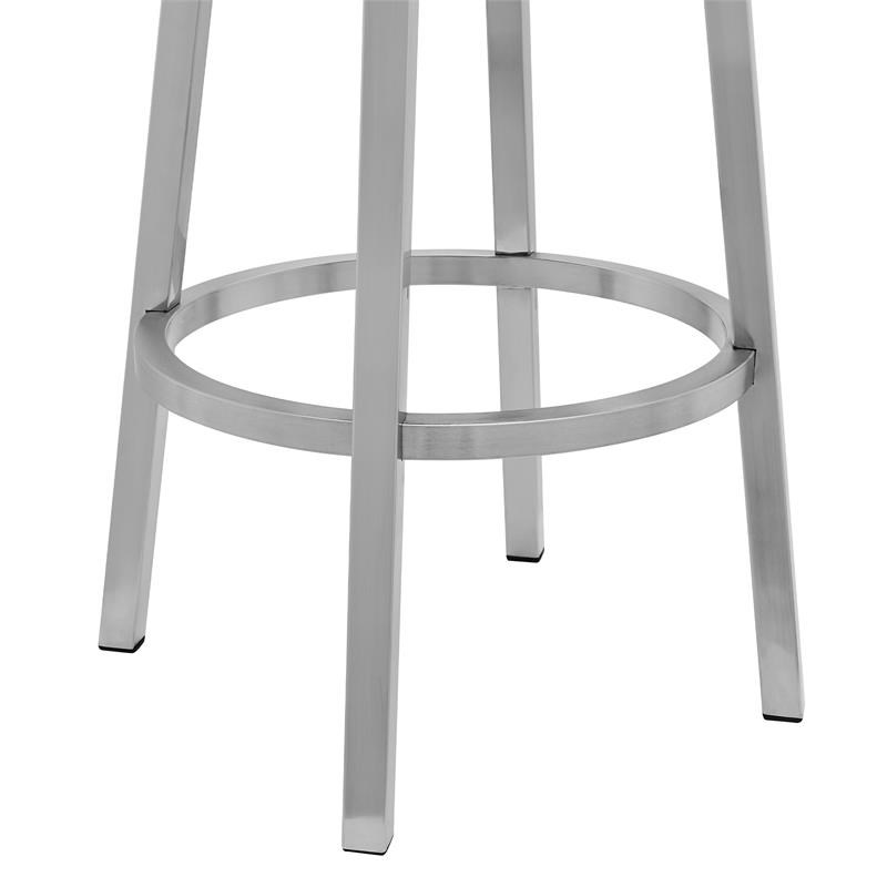 Rochester Swivel Metal and Grey Faux Leather Bar Stool