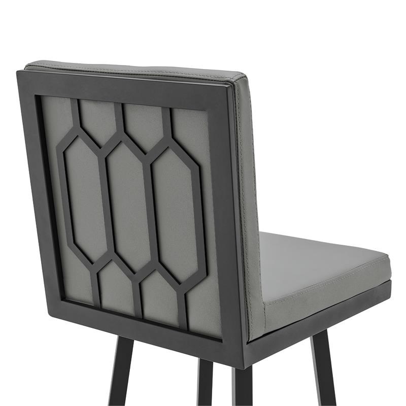 Rochester Swivel Metal and Grey Faux Leather Counter Stool