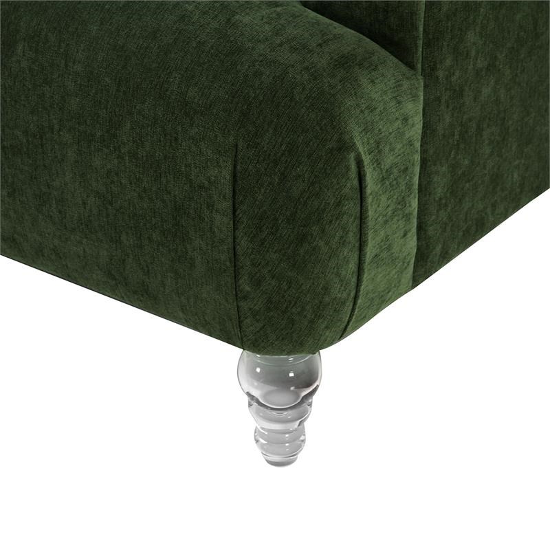 Elegance Contemporary Sofa in Green Velvet with Acrylic Legs