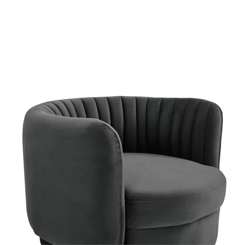 Davy Dark Gray Velvet Swivel Accent Chair