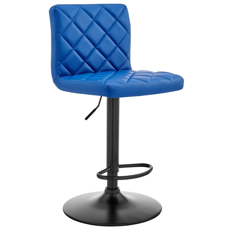 The Duval Adjustable Blue Faux Leather, Blue Faux Leather Bar Stools
