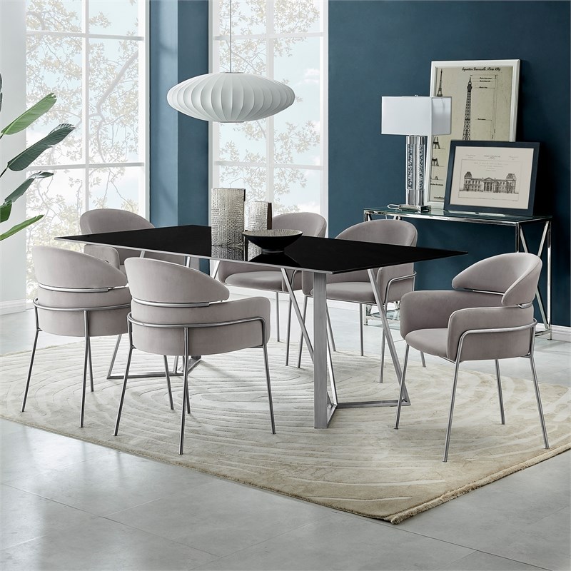 brushed stainless steel dining room chairs