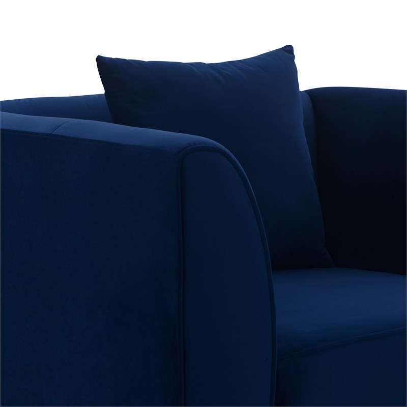Everest Blue Fabric Upholstered Sofa Accent Chair with Brushed Gold Legs