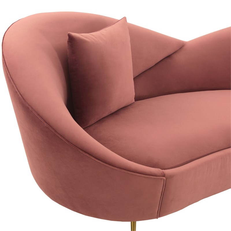 Anabella Blush Fabric Upholstered Sofa with Brushed Gold Legs