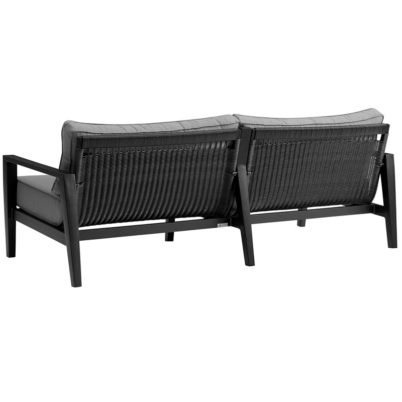 Cayman 4 Piece Black Aluminum Outdoor Seating Set with Dark Gray Cushions
