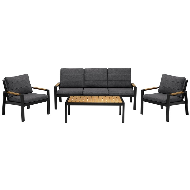 Black Aluminum Sofa Seating Set, Olefin Outdoor Furniture