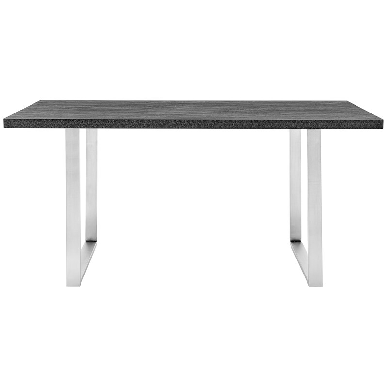Fenton Dining Table with Charcoal Top and Brushed Stainless Steel Base