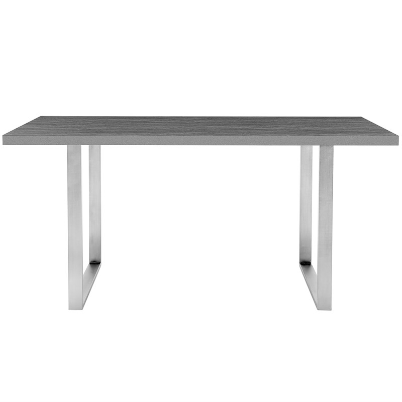 Fenton Dining Table with Gray Top and Brushed Stainless Steel Base