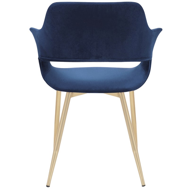 Gigi Blue Velvet Dining Room Chair with Gold Metal Legs - Set of 2