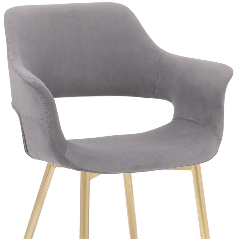 Gigi Grey Velvet Dining Room Chair with Gold Metal Legs - Set of 2