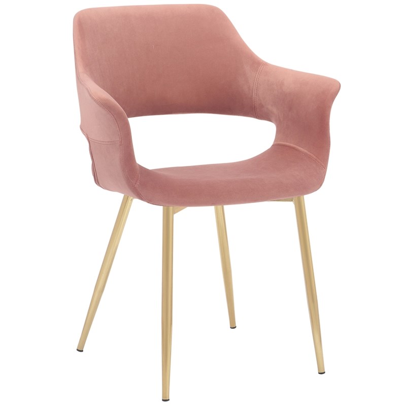 Gigi Pink Velvet Dining Room Chair with Gold Metal Legs - Set of 2