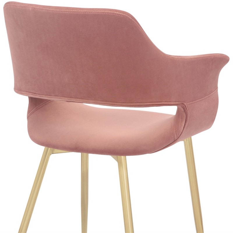 Gigi Pink Velvet Dining Room Chair with Gold Metal Legs - Set of 2