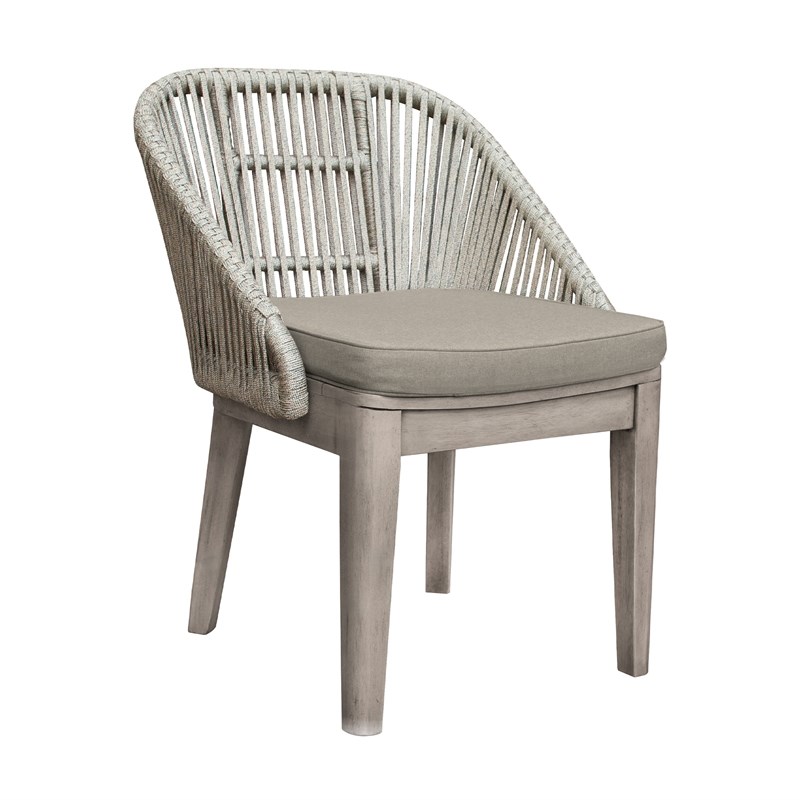 Haiti Patio Outdoor Dining chairs in Grey Acacia Wood and Rope - Set of 2