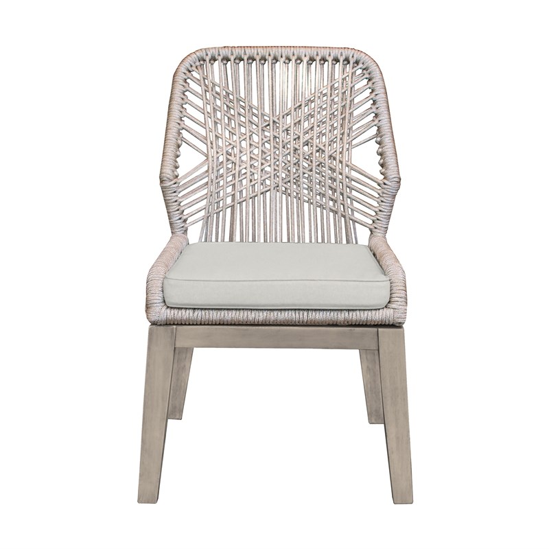 Costa Patio Outdoor Dining Chairs in Grey Acacia Wood and Rope - Set of 2