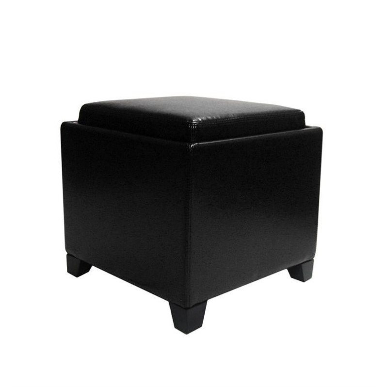 Armen Living Contemporary Leather, Contemporary Leather Storage Ottoman