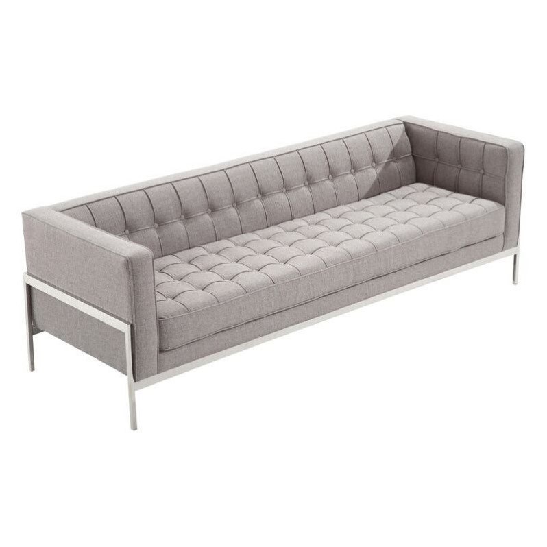 Armen Living Andre Glam Faux Leather Sofa in Gray