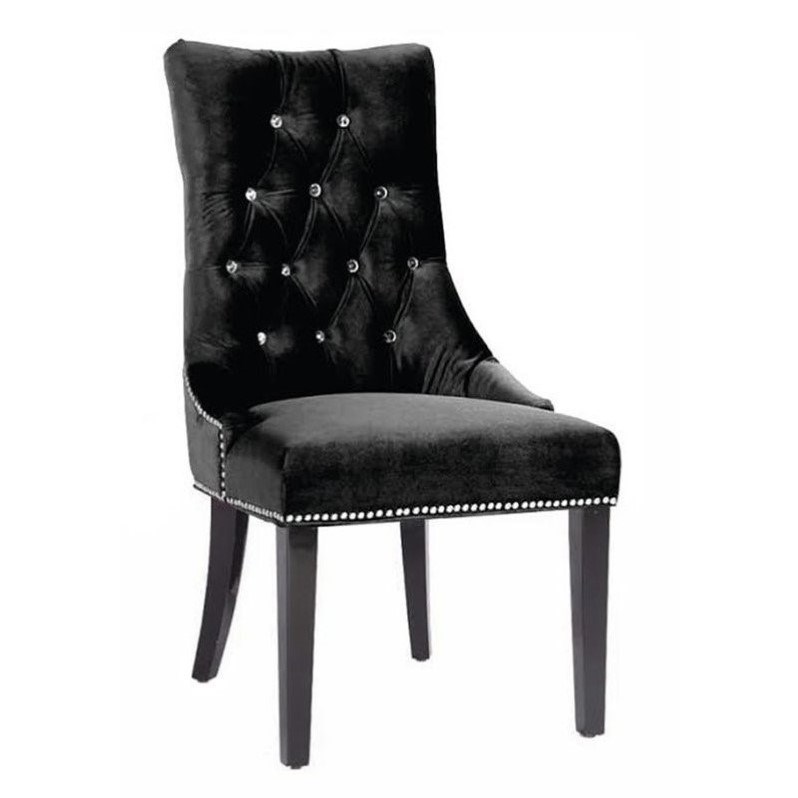 Armen Living Carlyle Tufted Velvet Upholstered Accent Chair in Black