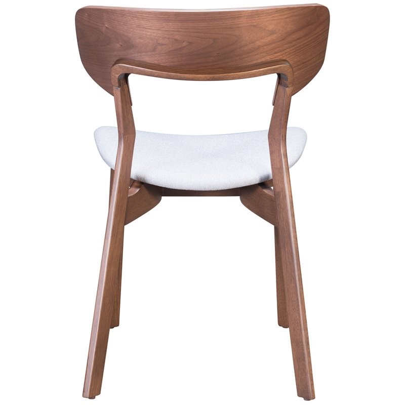 ZUO Russell Dining Side Chair in Walnut and Light Gray (Set of 2)
