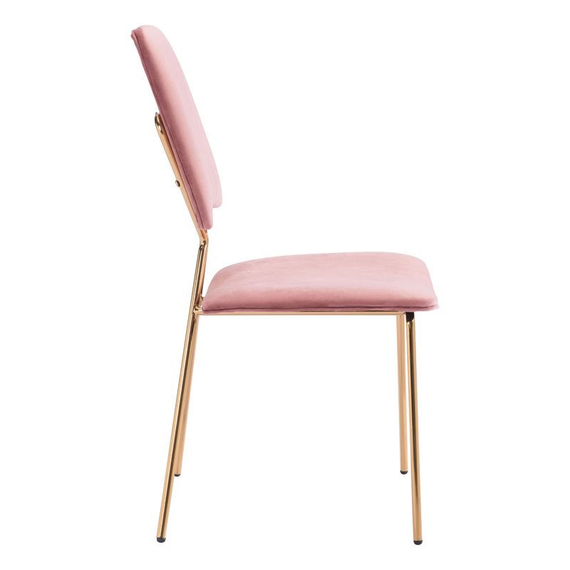 ZUO Chloe Glam Dining Chair in Pink & Gold (Set of 2)
