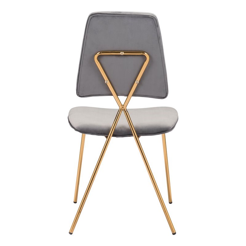 ZUO Chloe Modern Dining Chair in Gray & Gold (Set of 2)