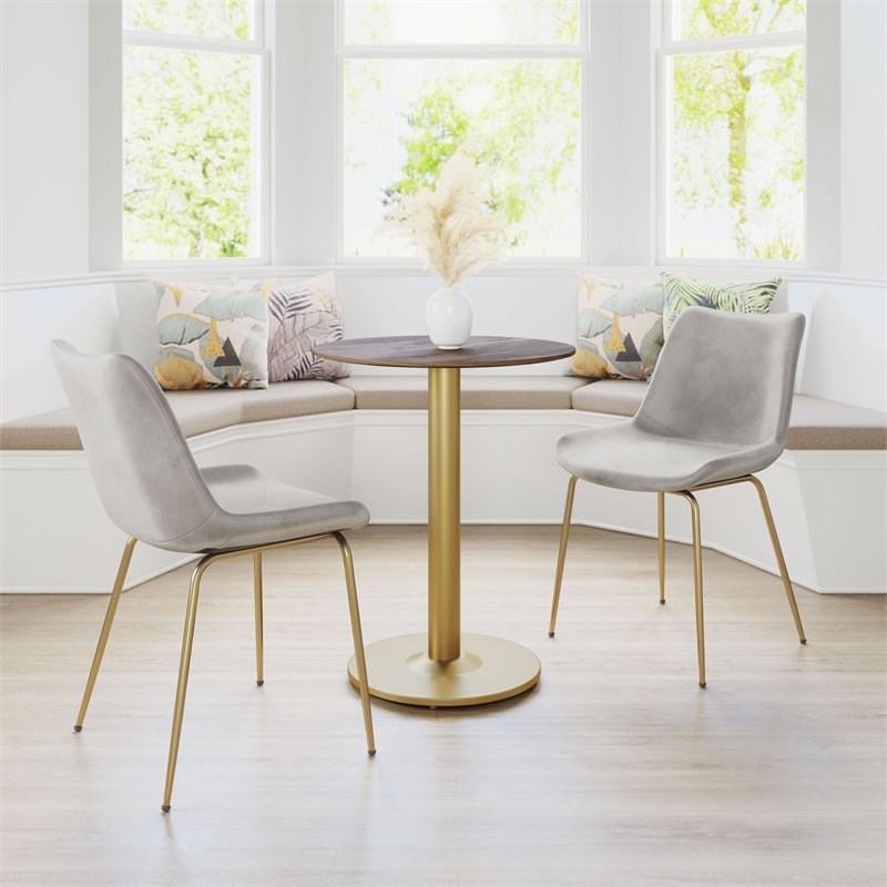 ZUO Tony Modern Dining Chair in Gray & Gold (Set of 2)