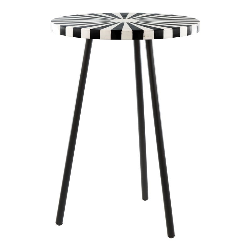 ZUO Flare Modern Iron MDF and Resin Side Table in Black Finish